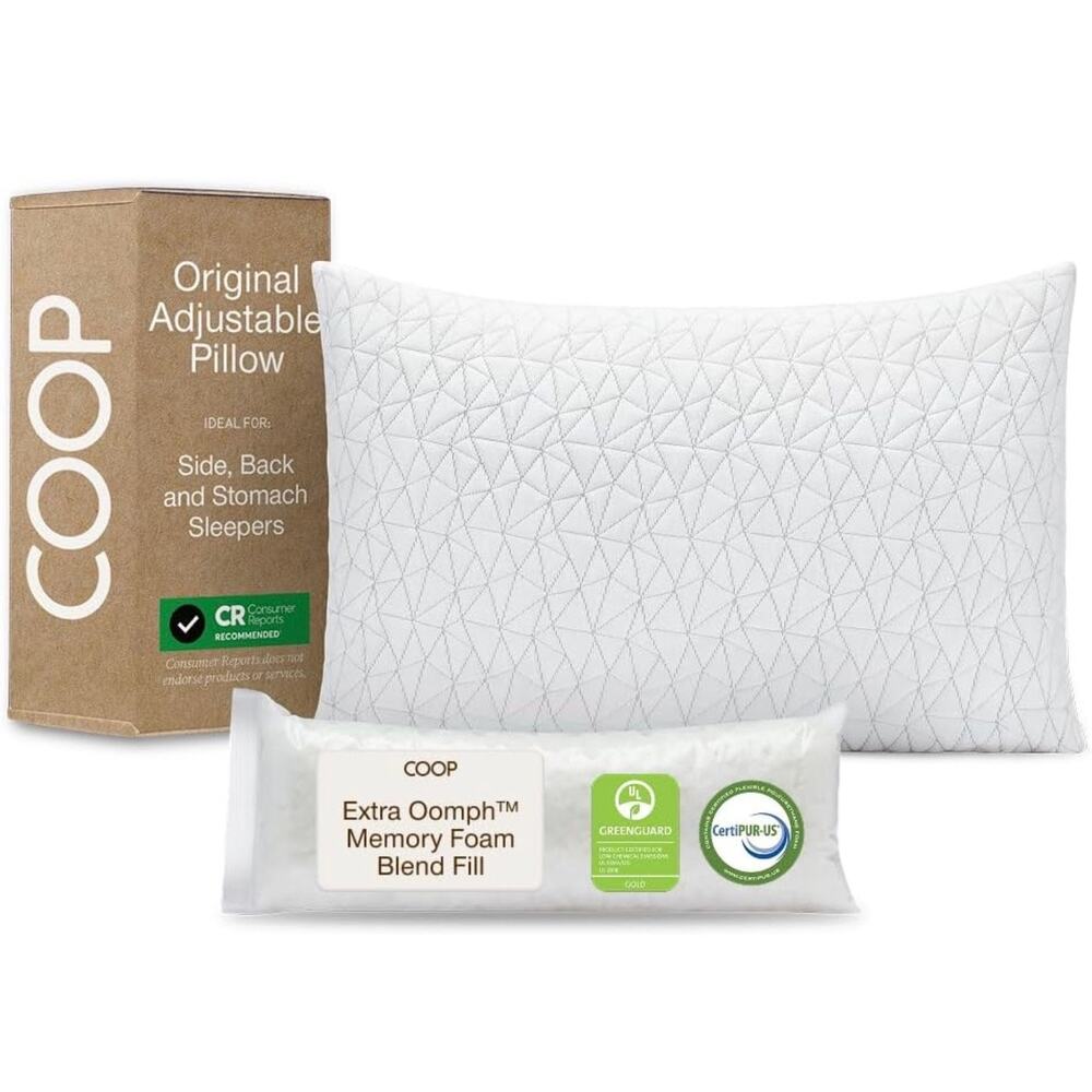 Coop Home Goods Original Adjustable Pillow, Queen Size Bed Pillow, Medium Firm